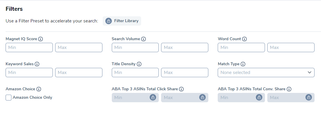 Use the filters to narrow down the list